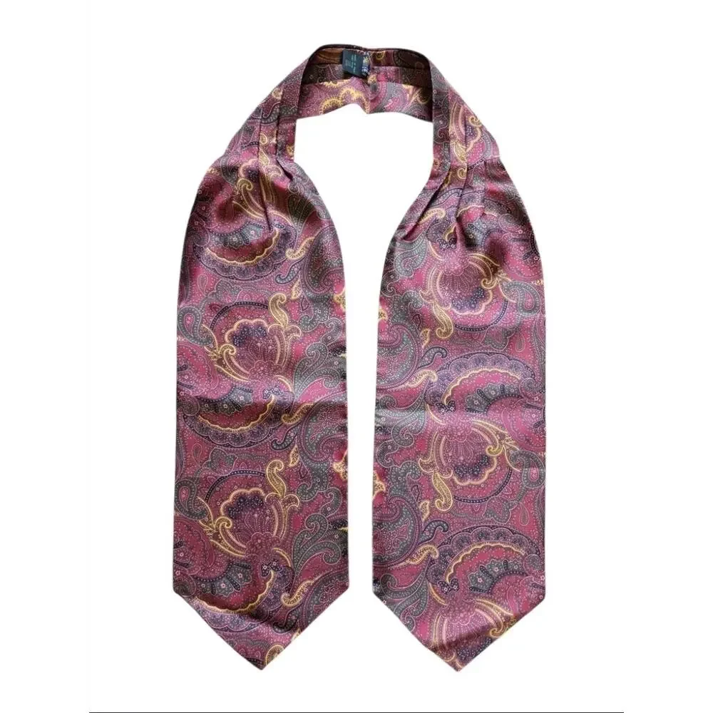 VTG Sole e Mare 100% Silk Ascot Tie Made In Italy Paisley Cravat Formal